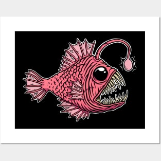 Gnarly Angler Fish Illustration // Ugly Anglerfish // Deep Sea Fish Posters and Art